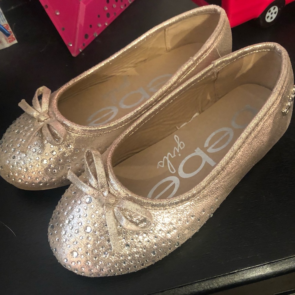 Bebe Gold Girl’s Shoes with Rhinestones